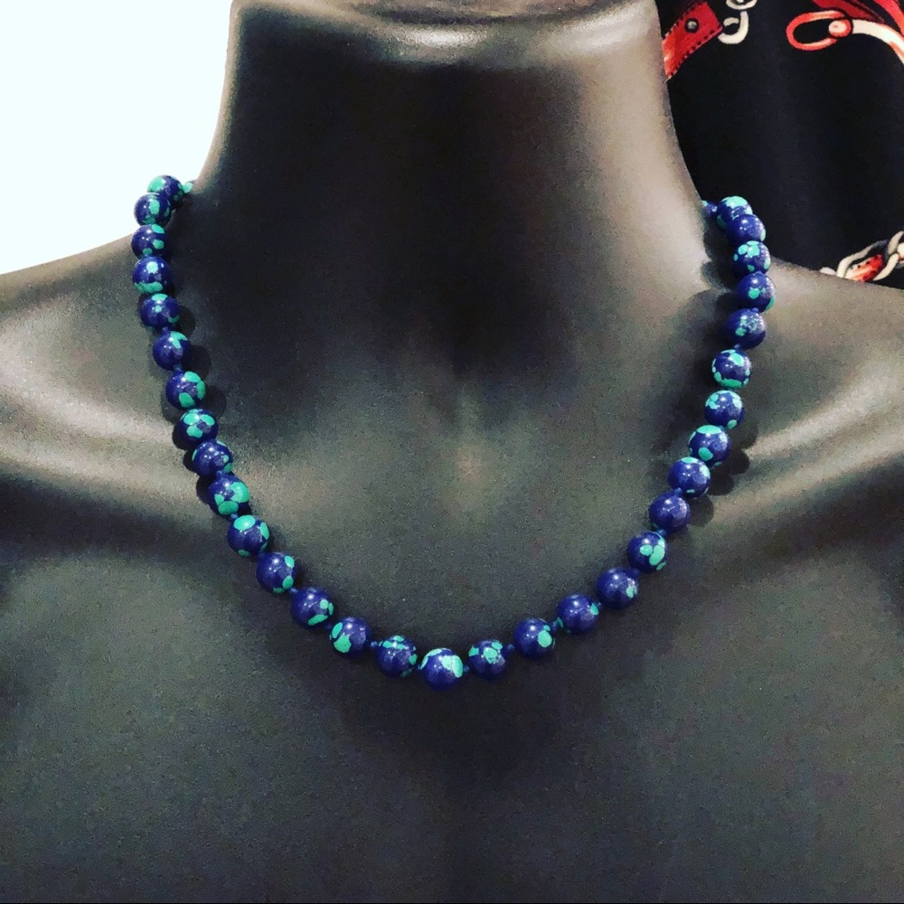 Handmade Azurite/Malachite beaded necklace